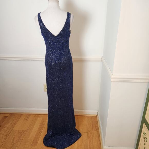 VTG Y2K 90s City Triangles Dress Sz Medium Glitter Blue Maxi Formal Fairy Sparkl - Picture 7 of 11